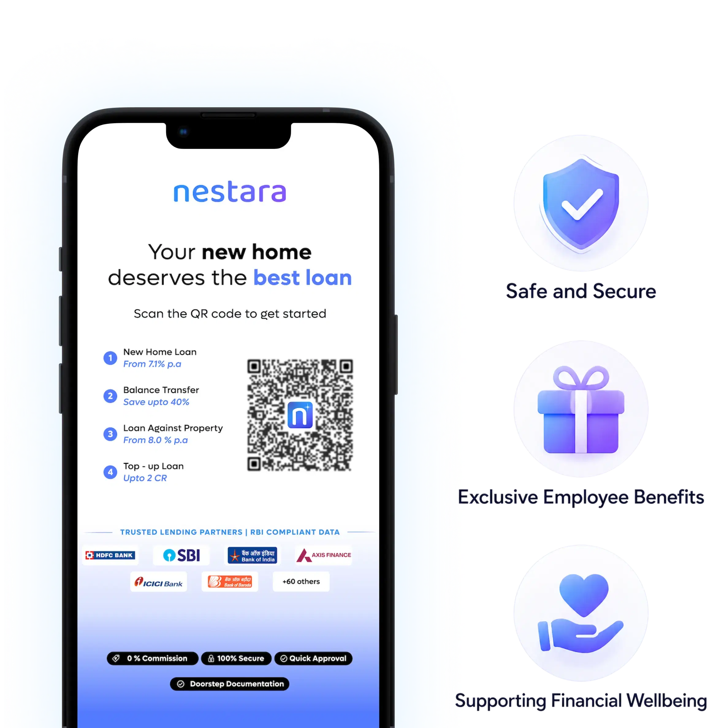 Nestara app with employee benefits — safe and secure, exclusive employee benefits and financial wellbeing